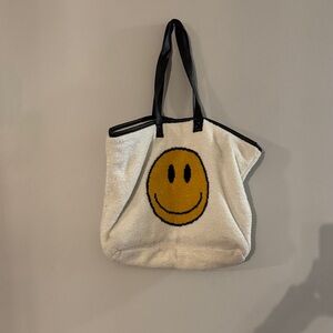 Comfy luxe Smiley Face White Tote Bag